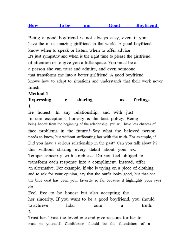 How To Be A Good Boyfriend | PDF | Kiss - Tips On Being A Good Boyfriend