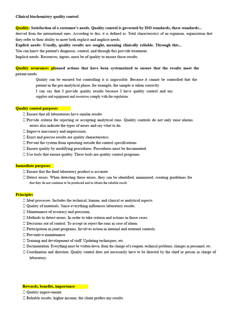 Clinical Biochemistry Quality Control Guide | PDF | Accuracy And ...