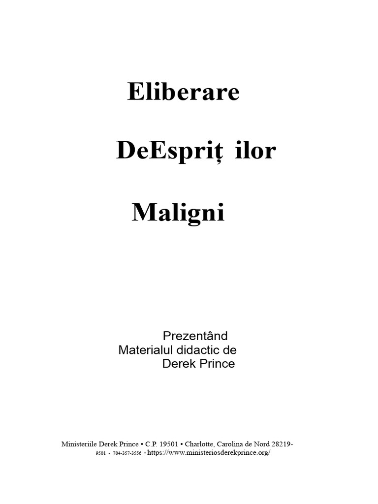 Eliberarea Spiritelor Malefice Derek Prince | PDF
