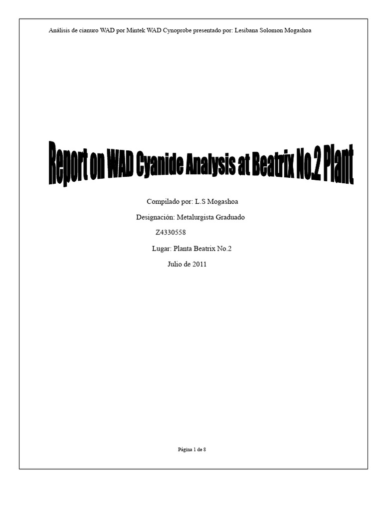 Análisis de cianuro WAD con Cynoprobe | PDF | Cianuro | Electrodo
