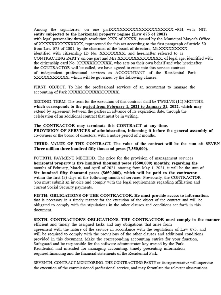 Service Contract for Accountant Role | PDF | Employment | Breach Of ...