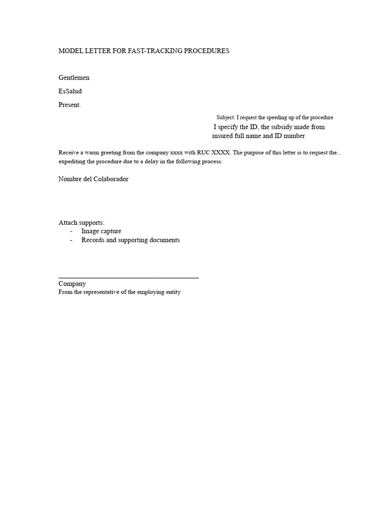 Model of Letter For Streamlining Procedures | PDF