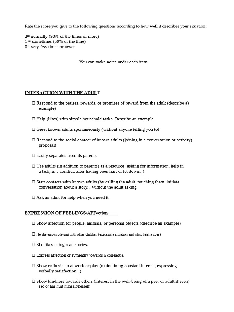 Child Development Assessment Questionnaire | PDF | Bathroom | Self Concept