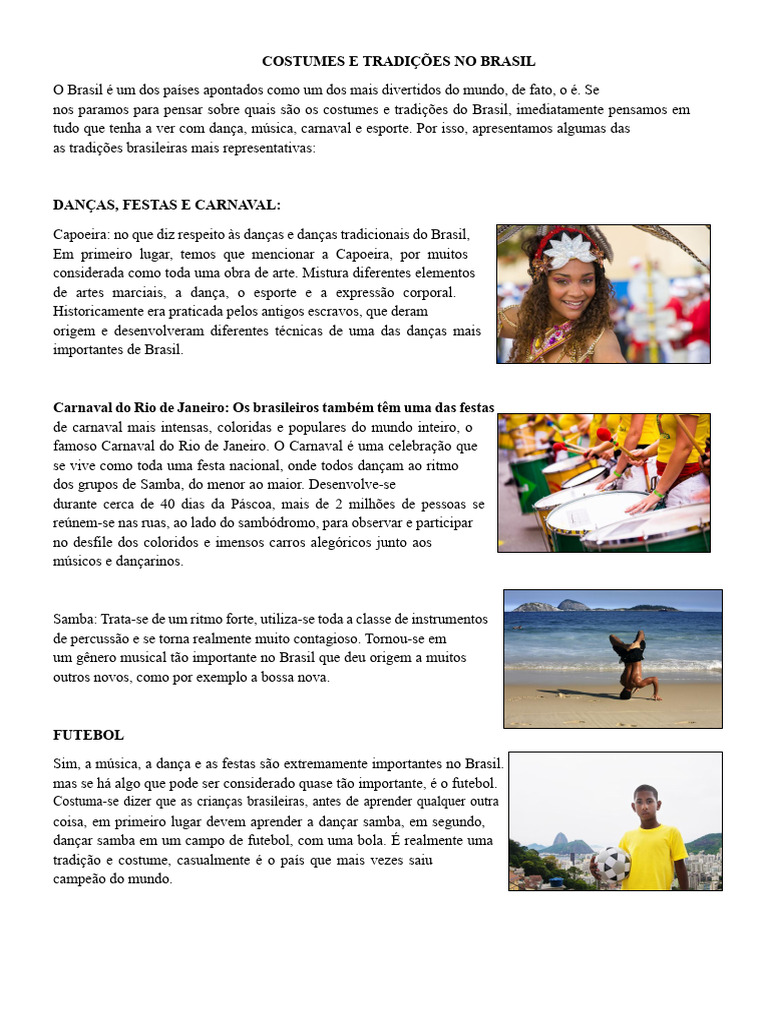 Costumes e Tradições Brasileiras | PDF | Carnaval | Brasil