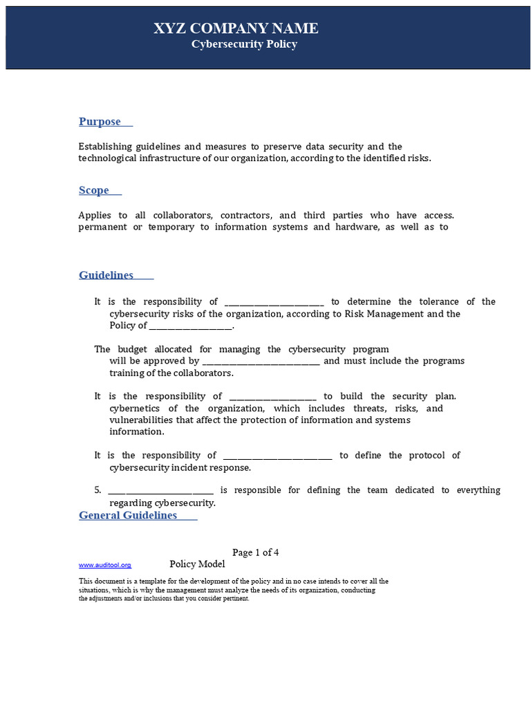 XYZ Company Cybersecurity Policy Guide | PDF | Computer Security | Security