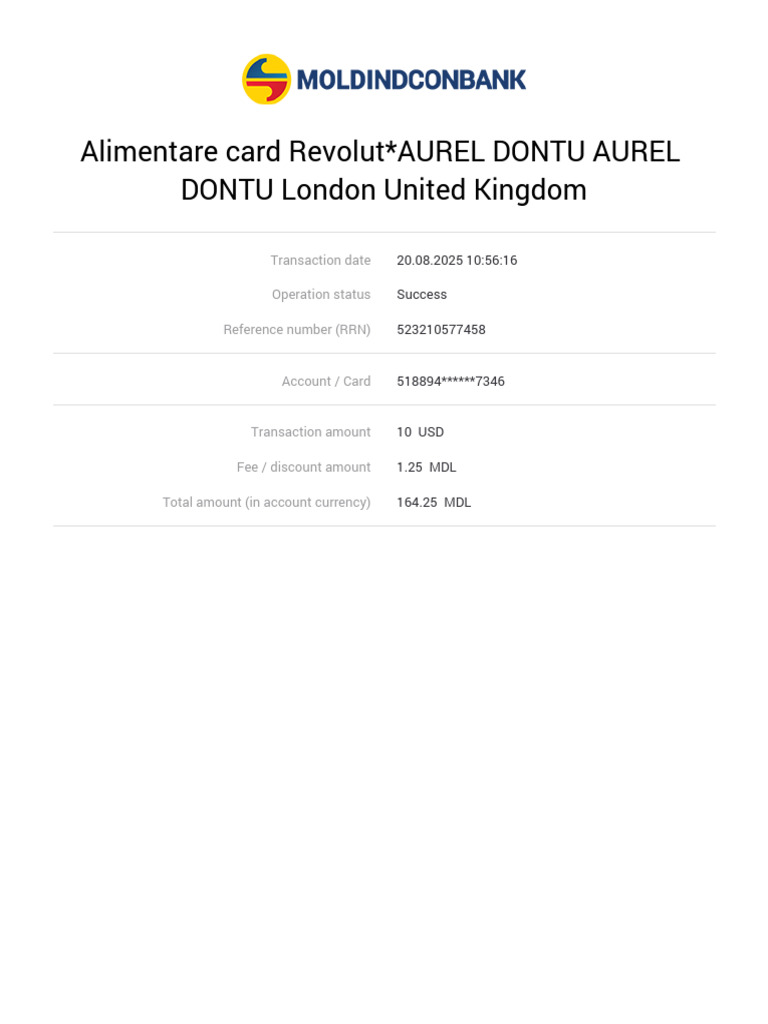 Revolut Card Transaction Details | PDF