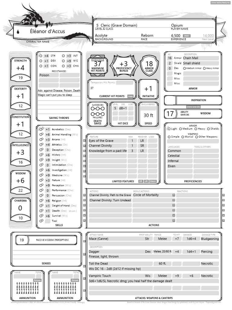 D&D 5E Character Sheet Template | PDF | Dungeons & Dragons | Gary Gygax ...