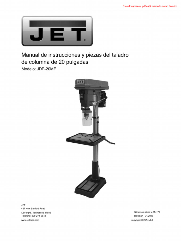 Manual del Taladro JET JDP-20MF | PDF | Enchufes y tomas de corriente ...