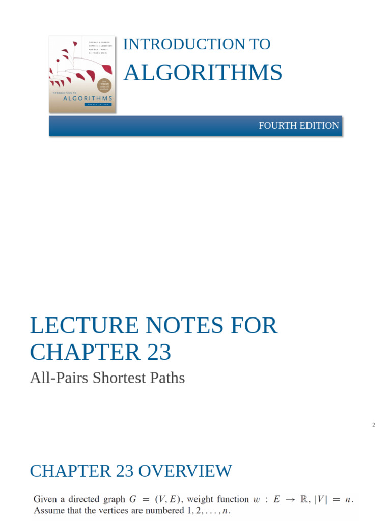 All-Pairs Shortest Paths Algorithms | PDF