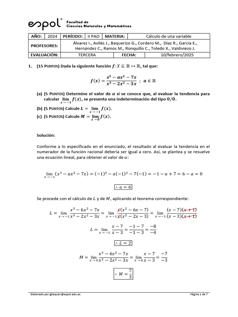 2024 II PAO CUV Ex3 Presencial Solución | PDF | Función (Matemáticas ...