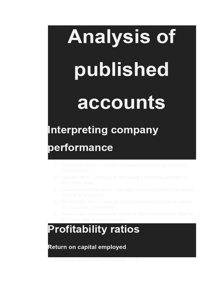 Company Performance Ratio Analysis | PDF | Dividend | Investing