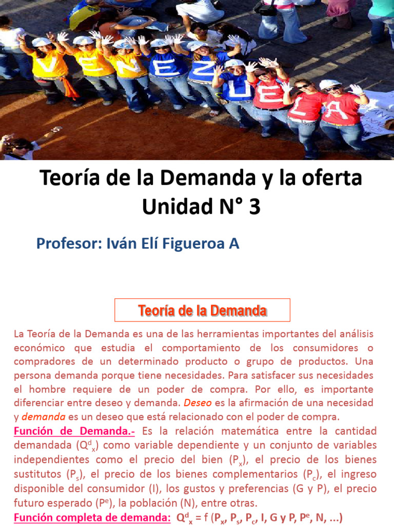 Teoría de la Demanda y sus Determinantes | PDF | Oferta y demanda ...
