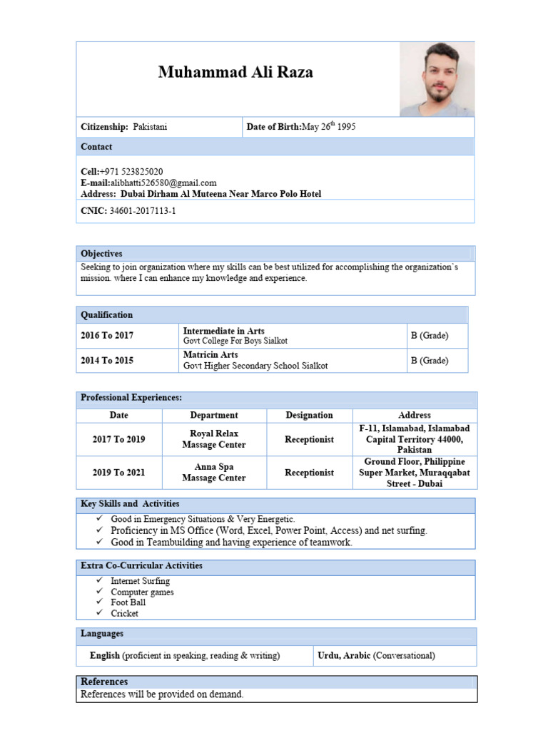Muhammad Ali Raza CV | PDF