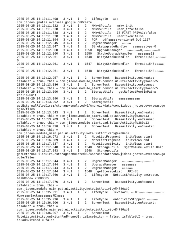 JNotes App Lifecycle Log Analysis | PDF | Software