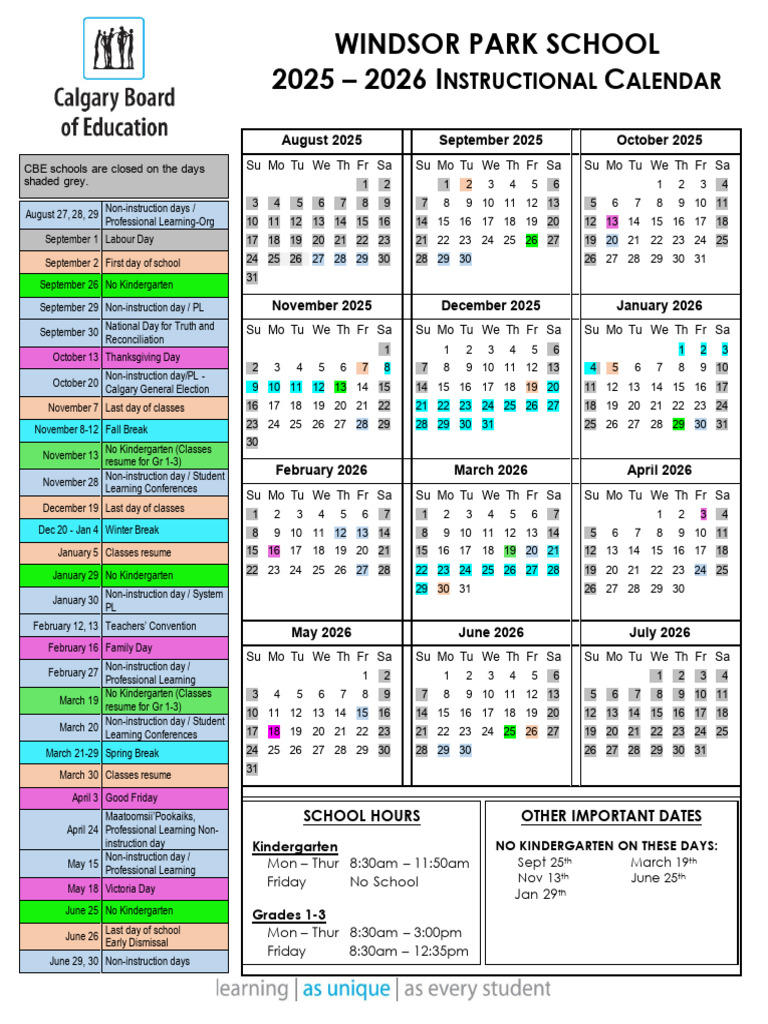 CBE 2025-2026 School Calendar | PDF | Observances | Public Holiday