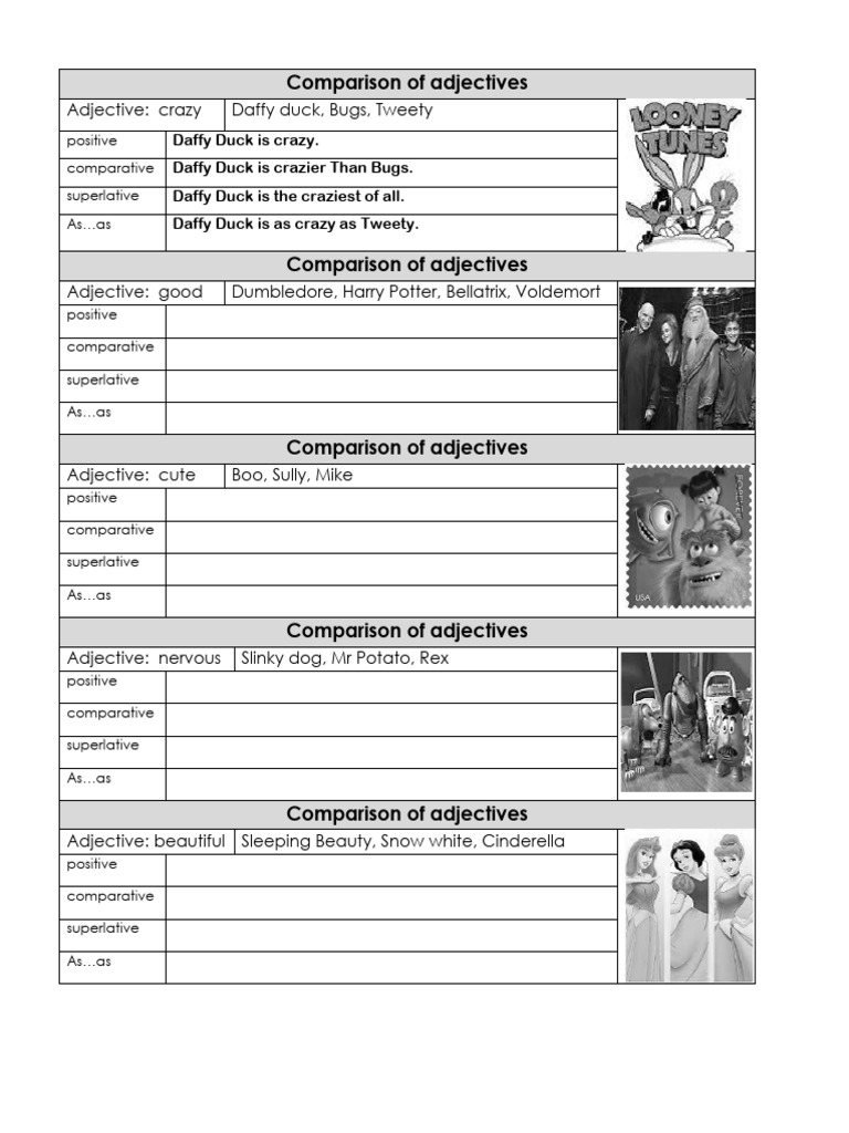 Adjective Comparisons with Characters | PDF