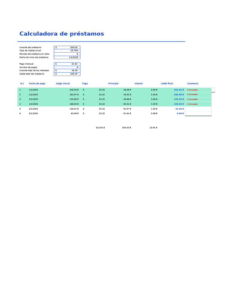 Calculadora de Préstamos Detallada | PDF