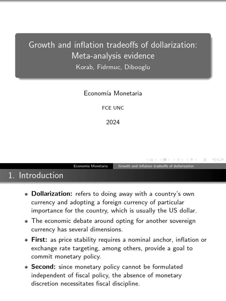 Growth and Inflation Tradeoffs of Dollarization DIAPOS | PDF ...