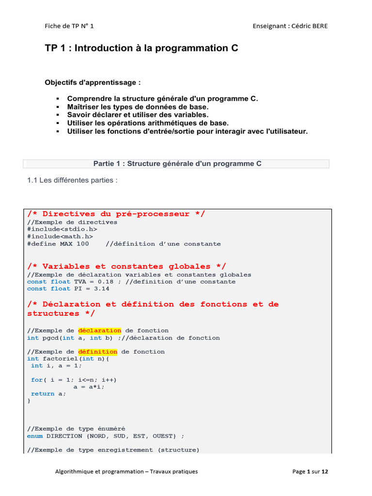 Introduction à la programmation en C | PDF | Température | Taxe sur la ...