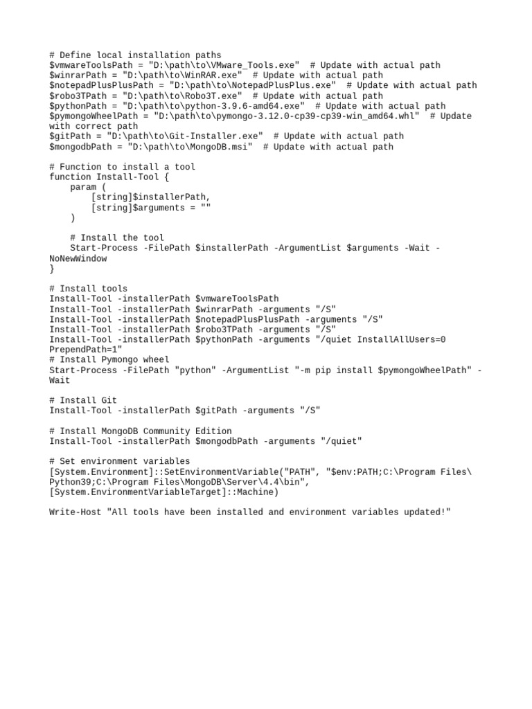 PowerShell Script for Tool Installation | PDF