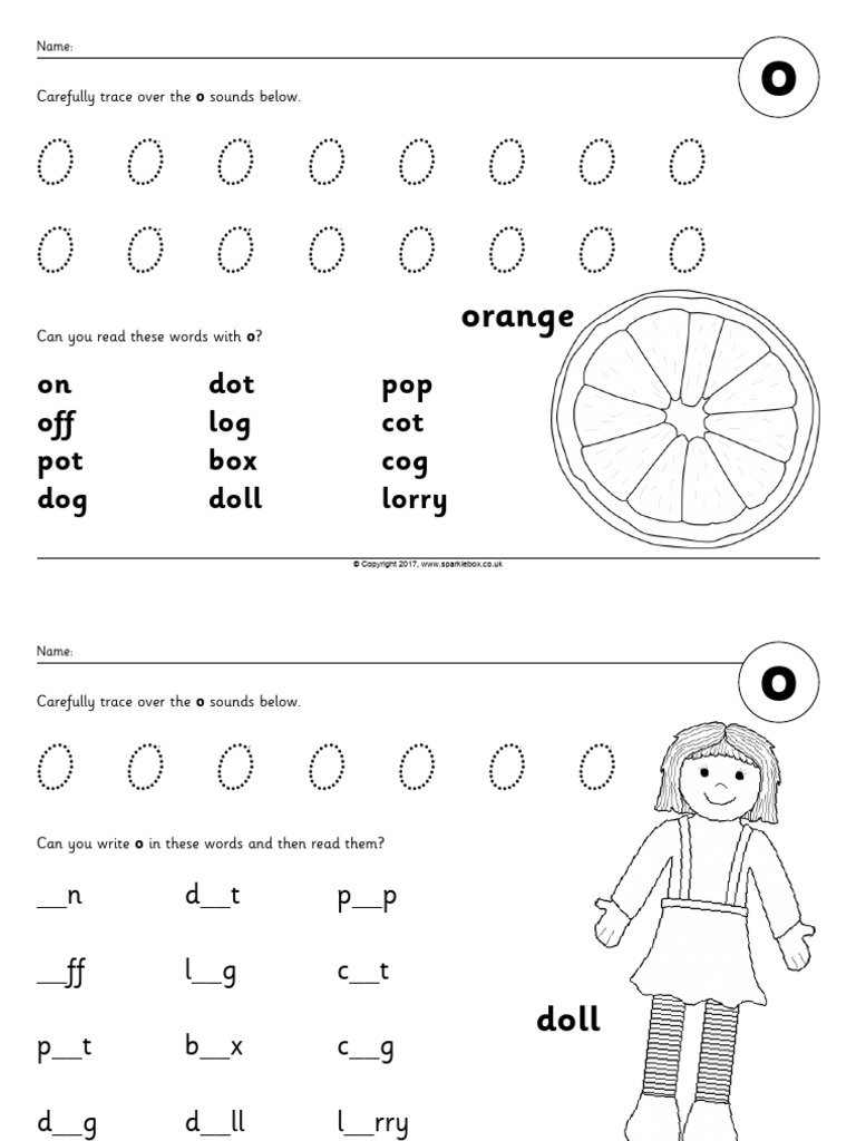 Tracing and Reading 'O' Sounds | PDF