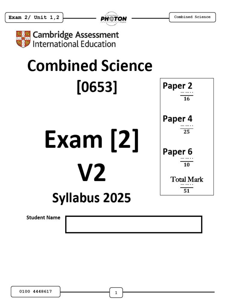 Combined Science Exam 2 Syllabus 2025 | PDF