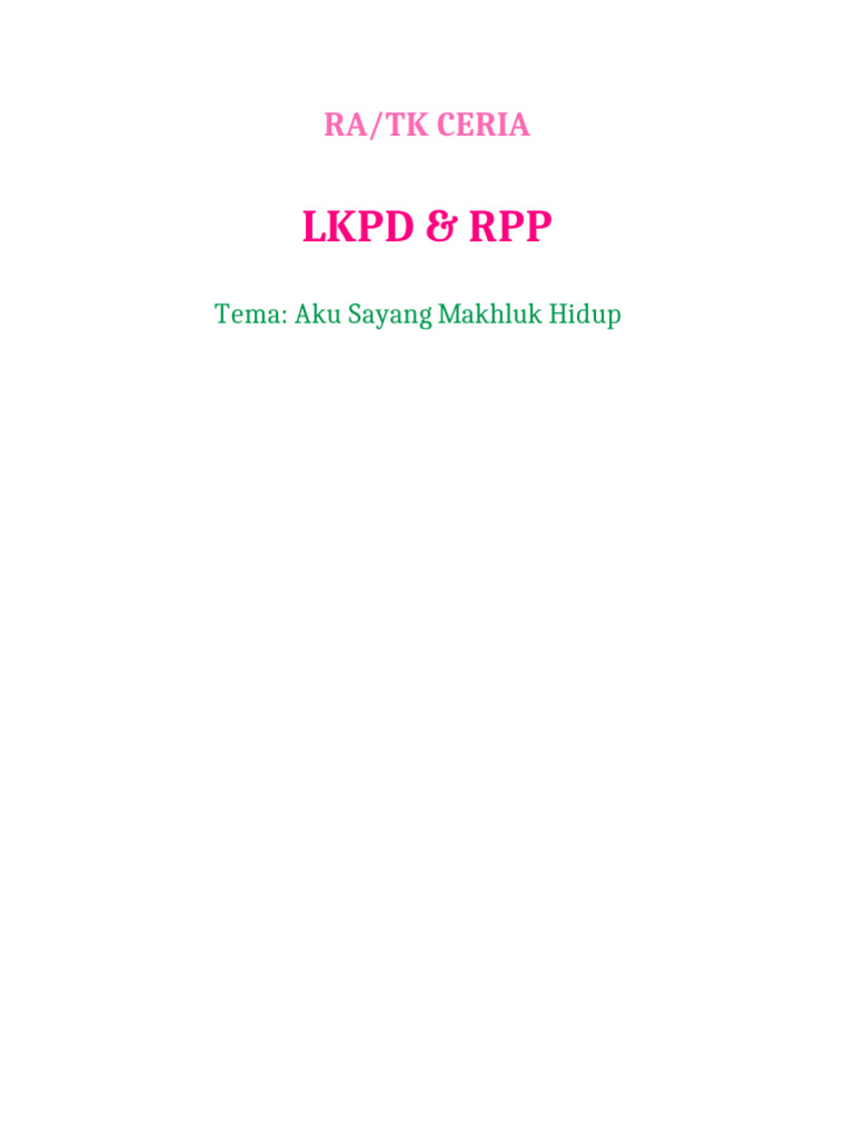 RPP Cinta Makhluk Hidup untuk TK | PDF