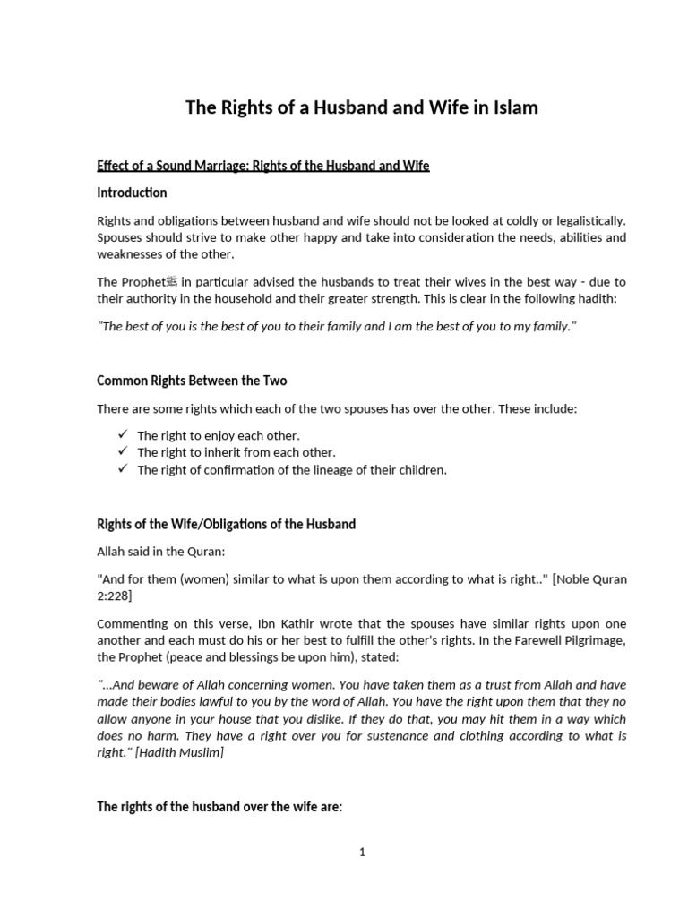 Rights of Husband and Wife in Islam | PDF | Muhammad | Hadith