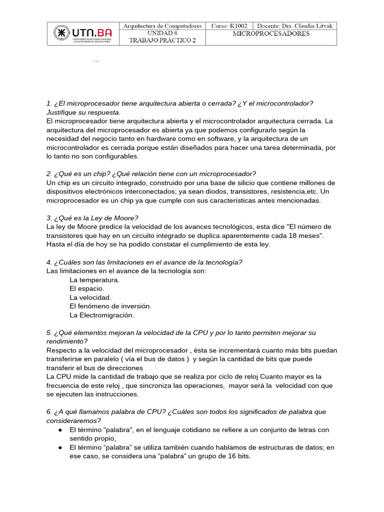 Copia de TP8 - 2daparte - Grupo4 | PDF | Microprocesador | Unidad ...
