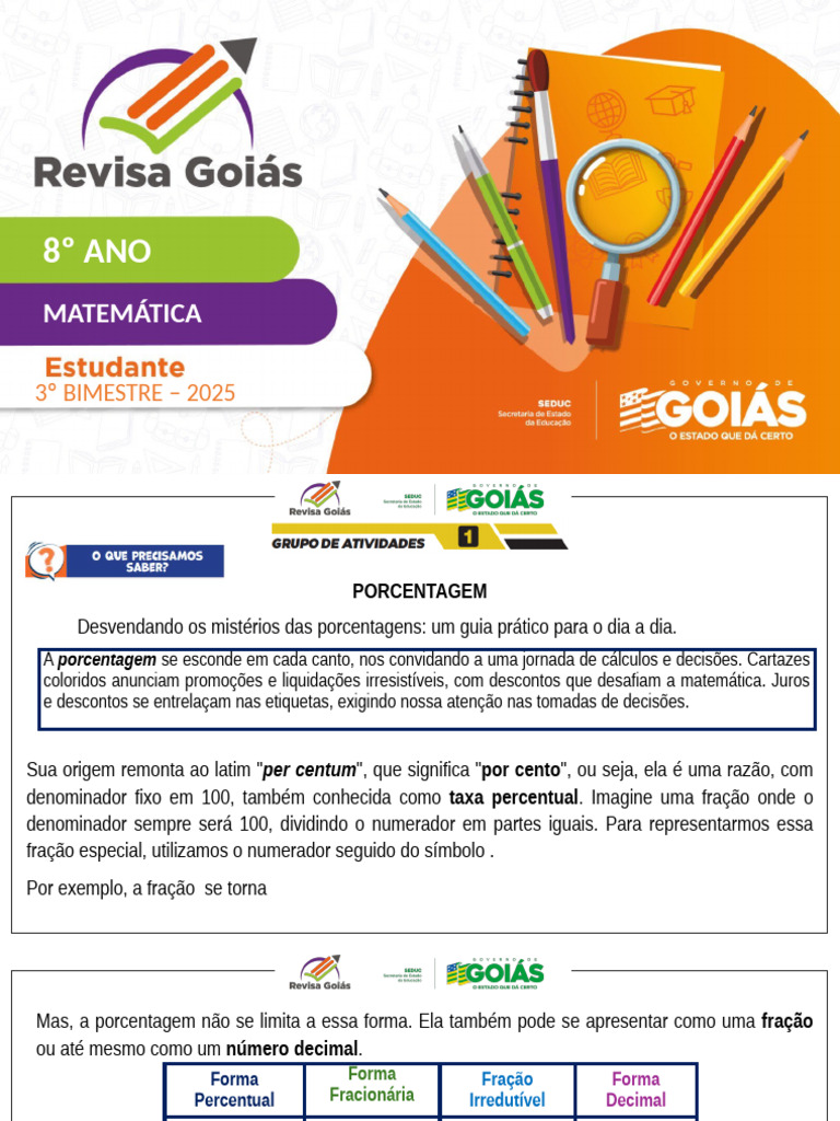 Revisa Goias 8o Ano Mat 3obim 2025 | PDF | Juros | Sistema de ...