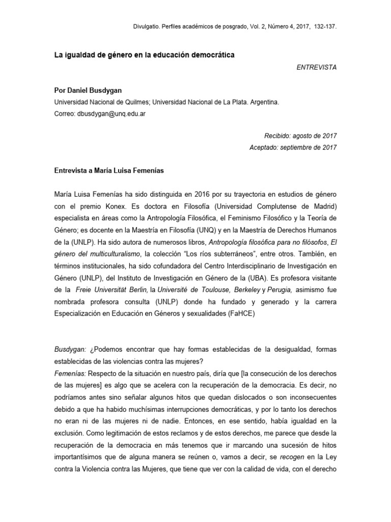 Igualdad de género en la educación democrática | PDF | Igualdad de ...