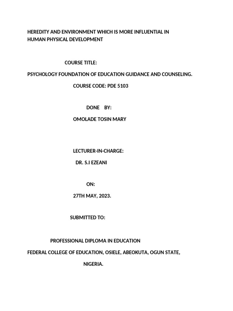 Heredity vs. Environment in Development | PDF | Heredity | Nature ...