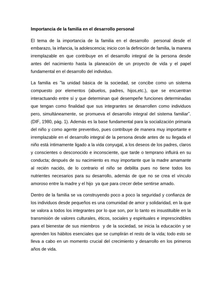 La familia y su impacto en el desarrollo personal | PDF | Adultos ...