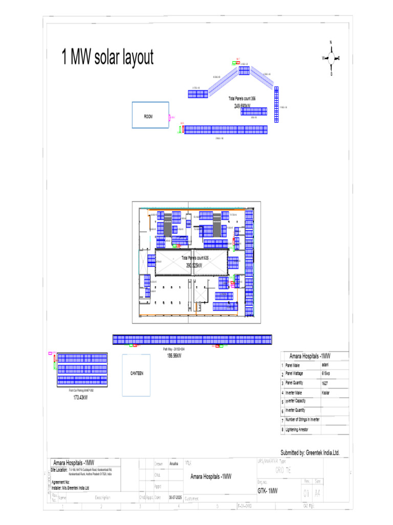 1MW Solar Panel Layout for Amara Hospitals | PDF | Renewable ...