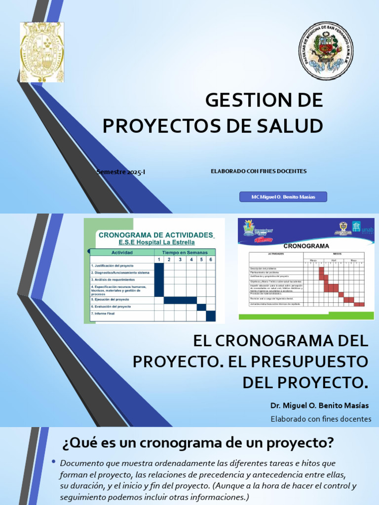 Cronograma y Presupuesto en Proyectos de Salud | PDF | Presupuesto