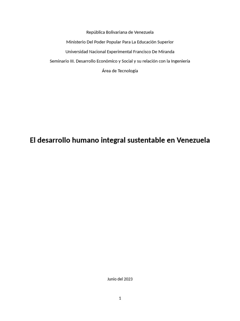 Desarrollo Humano Sustentable en Venezuela | PDF | Sustentabilidad ...