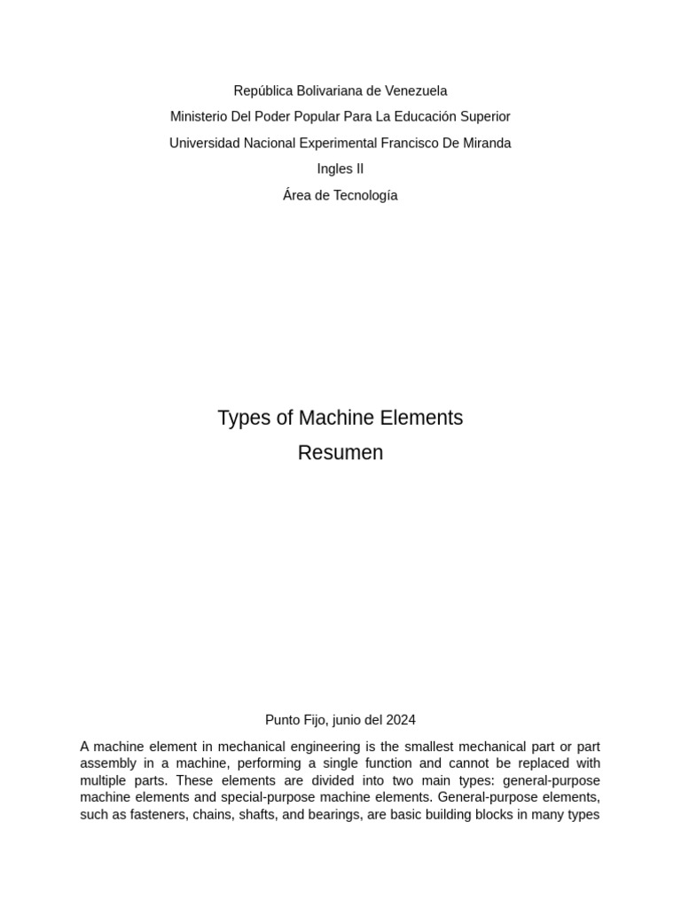 Types of Machine Elements Explained | PDF | Machines | Bearing (Mechanical)