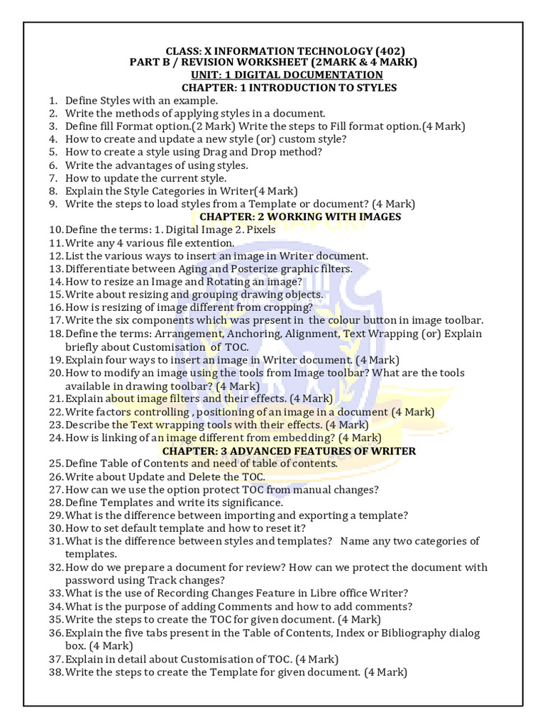 IT Class Revision: Document & Spreadsheet Skills | PDF | Databases ...