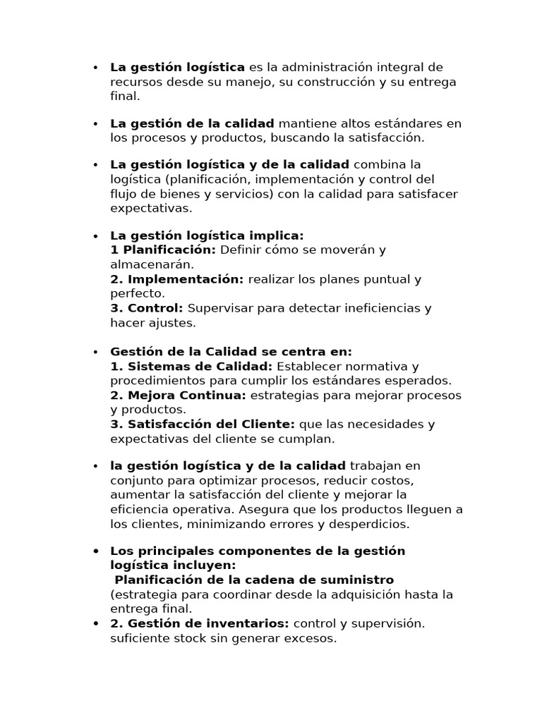 Gestión Logística y de Calidad Eficiente | PDF | Logística | Calidad ...