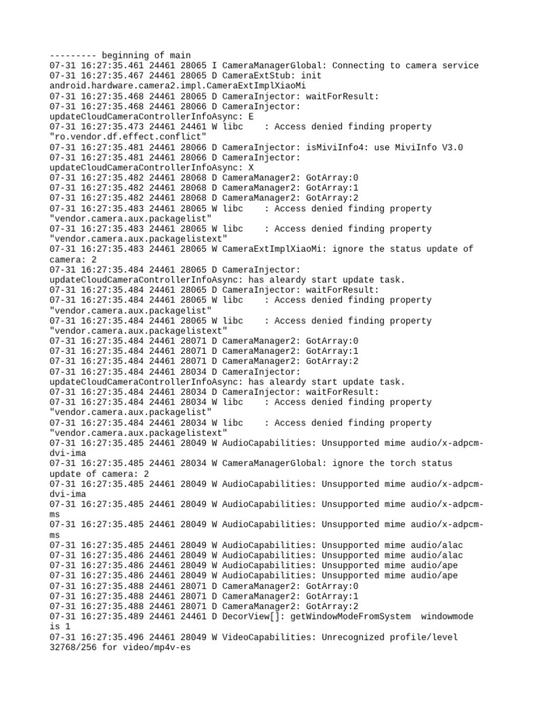 Camera Service Connection Log | PDF | Computing | Software