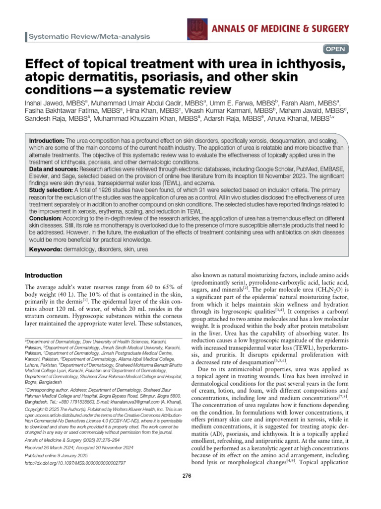 Effect of Topical Treatment With Urea In.40 | PDF | Dermatitis ...