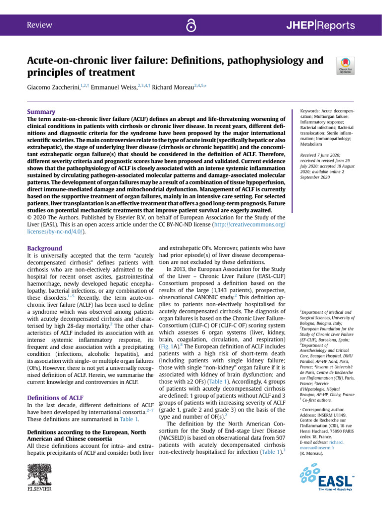 Acute-on-Chronic Liver Failure Overview | PDF | Cirrhosis | Hepatitis