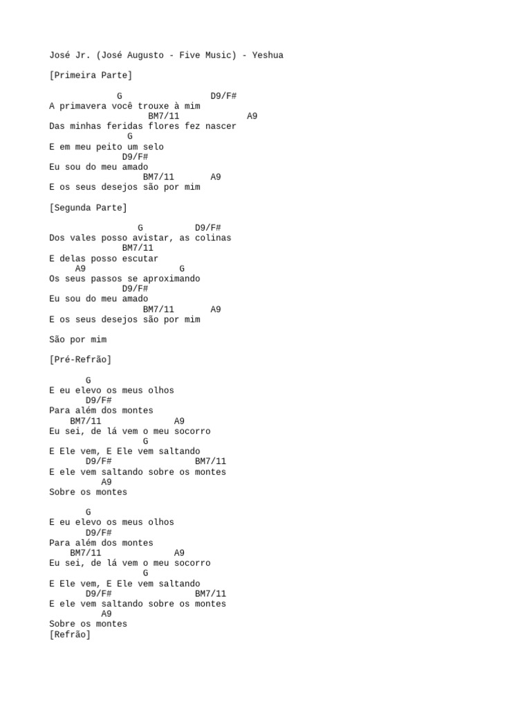 Letra da Música Yeshua - José Jr. | PDF