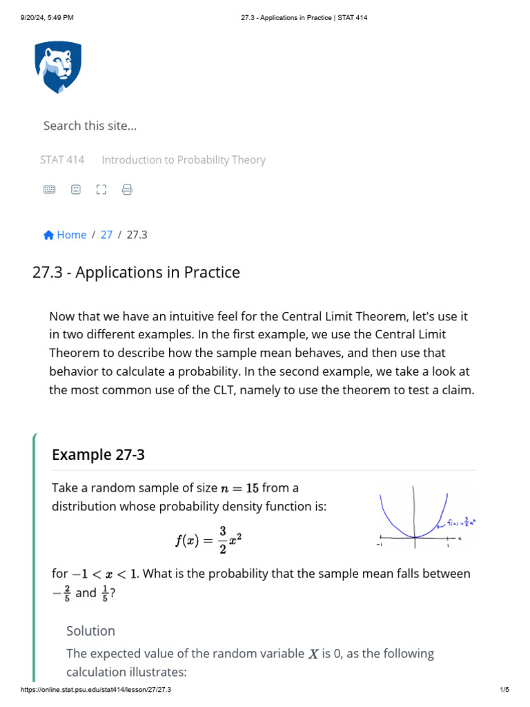 Two-Sample Z-Test in Stat 414 | PDF | Mean | Variance