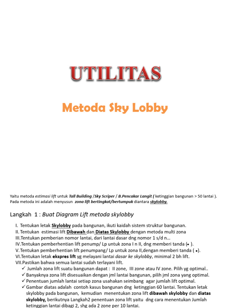 Estimasi Lift Metoda Sky Lobby | PDF