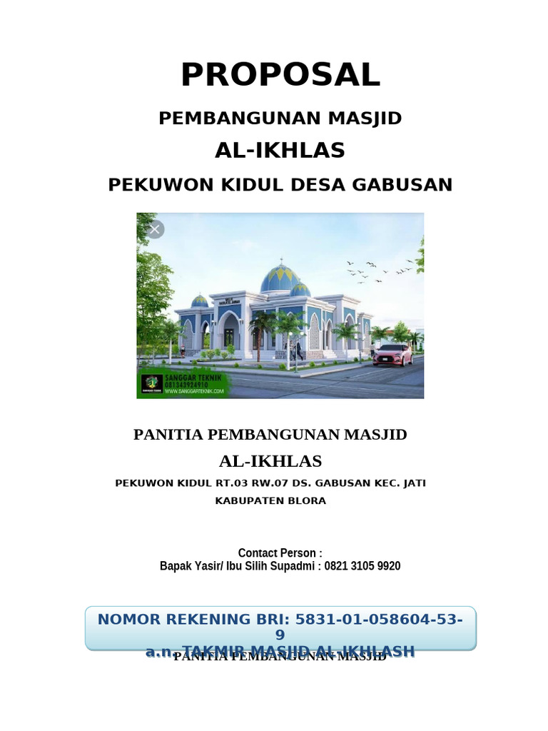 Proposal Pembangunan Masjid Al-Ikhlas | PDF