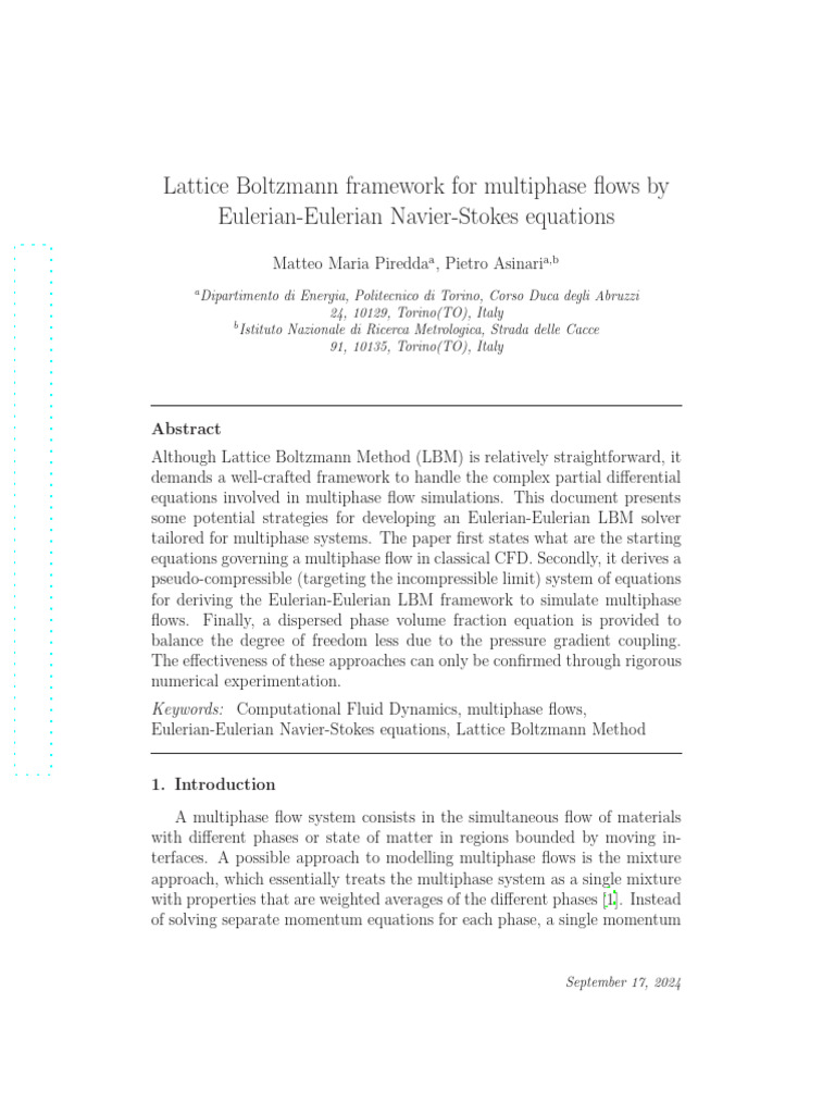 Eulerian-Eulerian LBM for Multiphase Flows | PDF | Computational Fluid ...