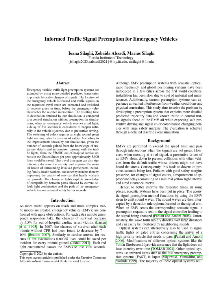 Informed Traffic Signal Preemption For Emergency V | PDF | Traffic ...