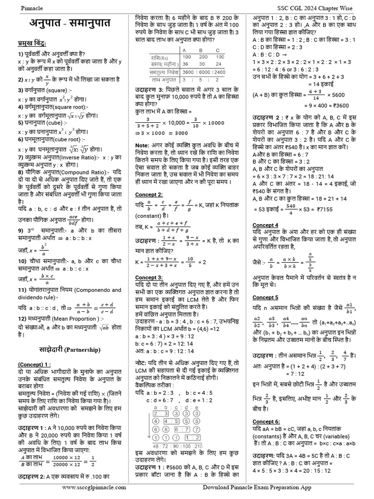 SKU-326 Overall Hindi of Ratio and Proportion | PDF