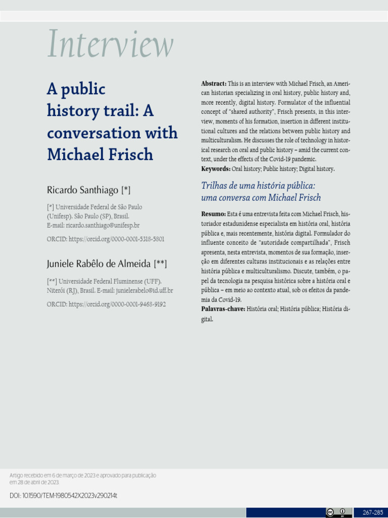 Interview with Historian Michael Frisch | PDF | Oral History